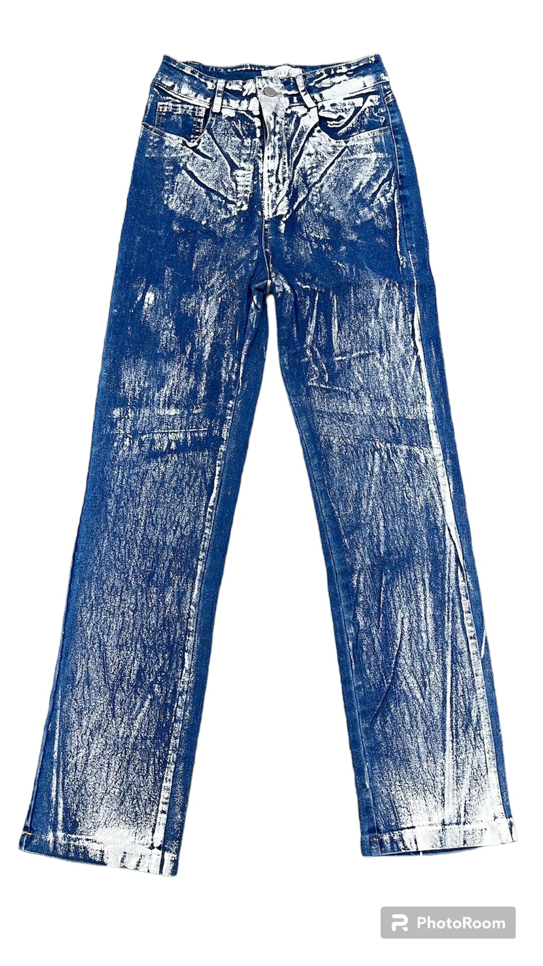 METALLIC SKINNY PANTS