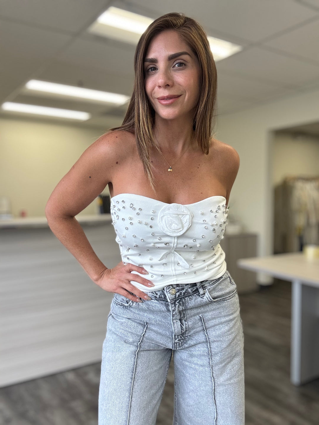 Flower Strapless Top