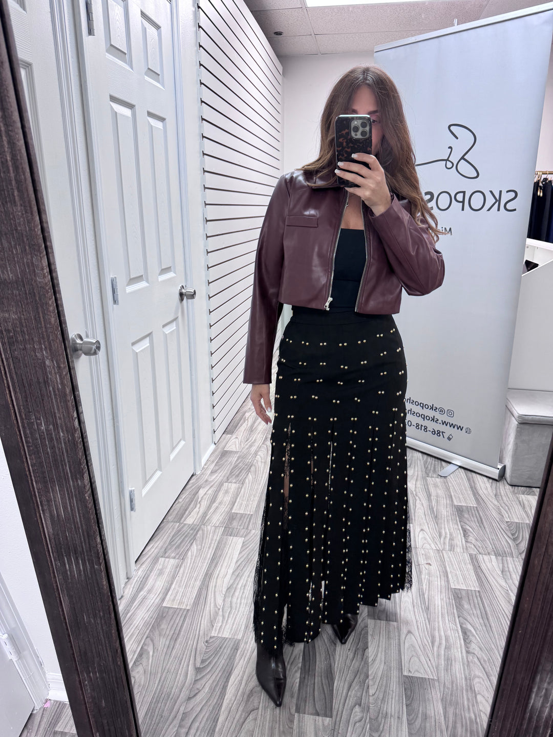 Midnight Studded Flow Skirt