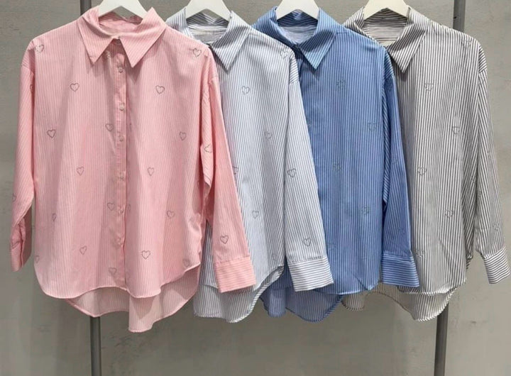Crystal Heart Pinstripe blouse