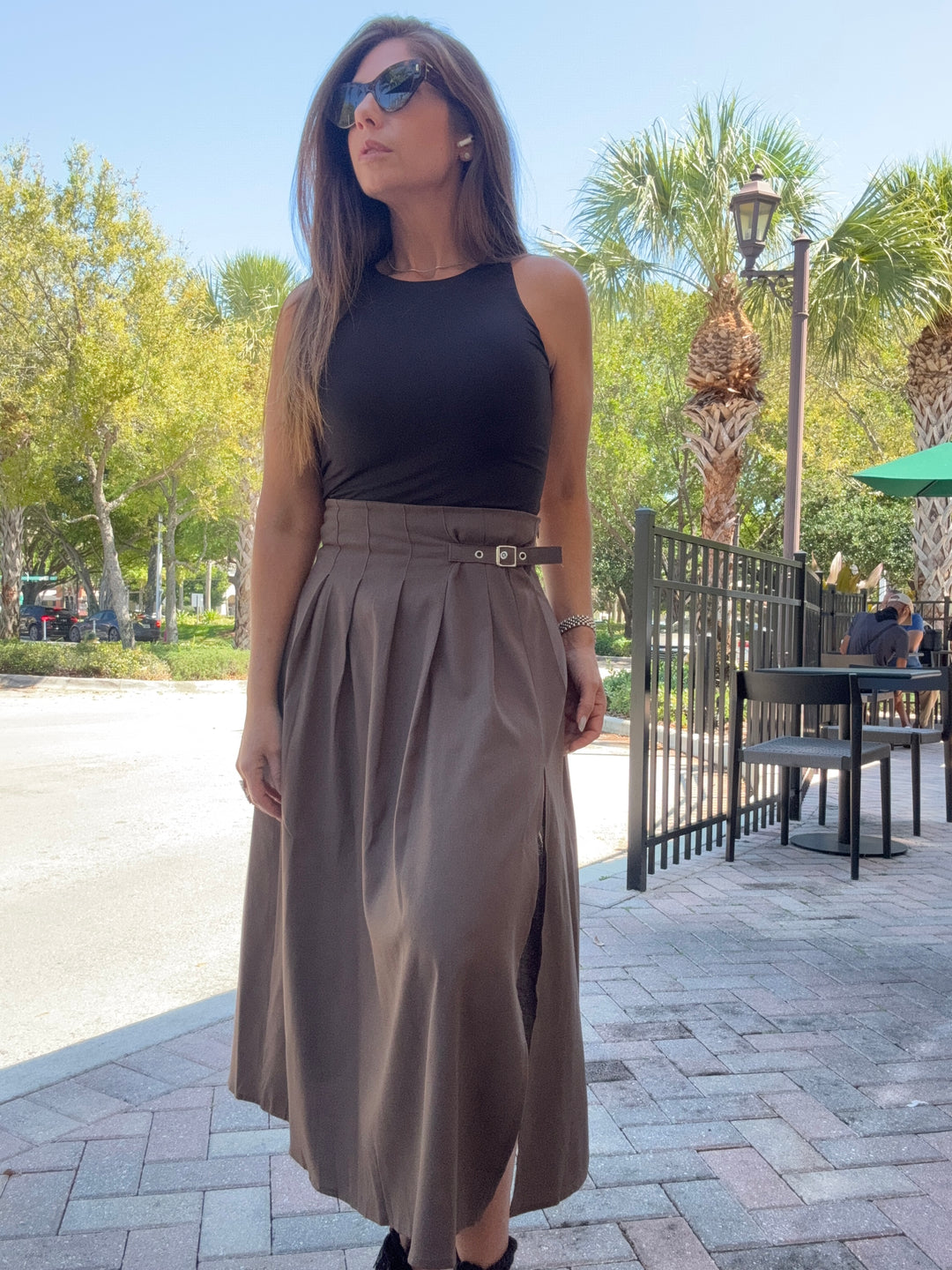 Plated Midi Skirt  