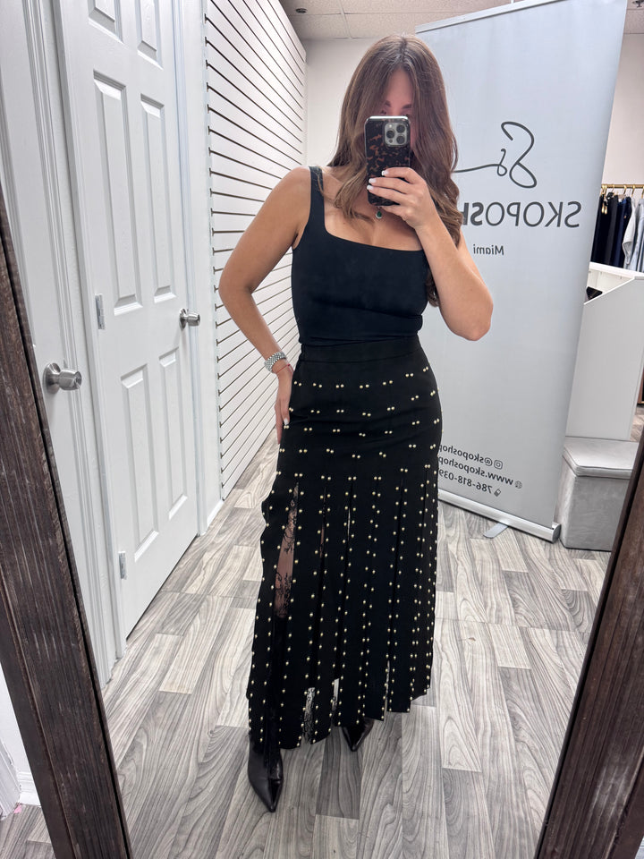 Midnight Studded Flow Skirt