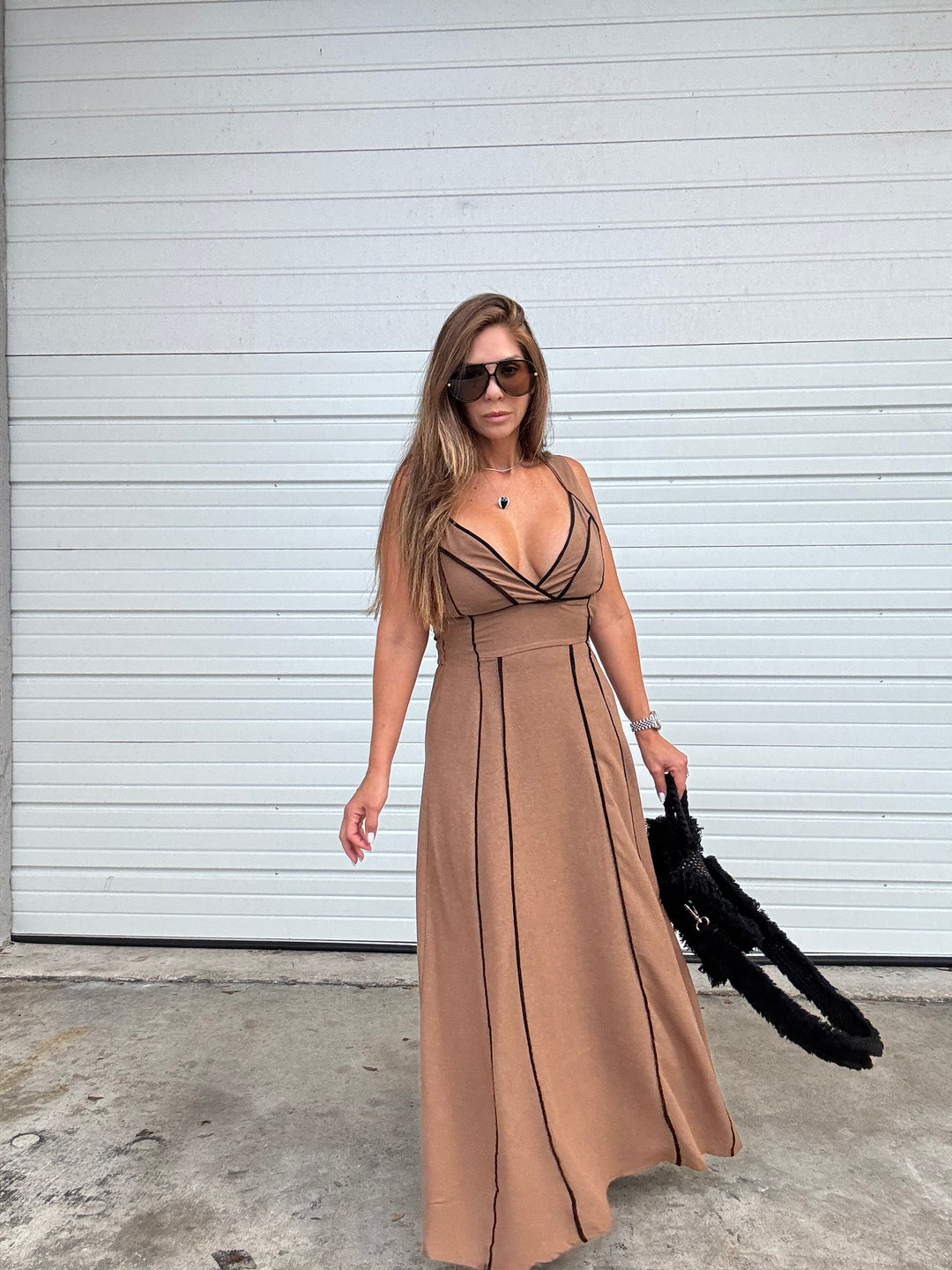 Mocha Lines Maxi Dress