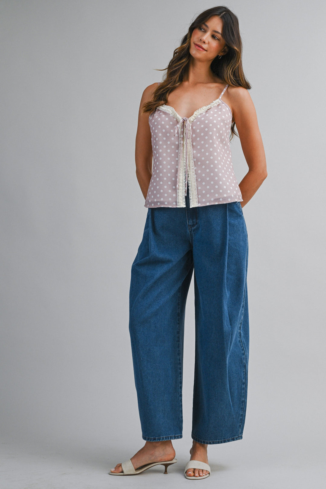 Polka Dot Lace Trim Top