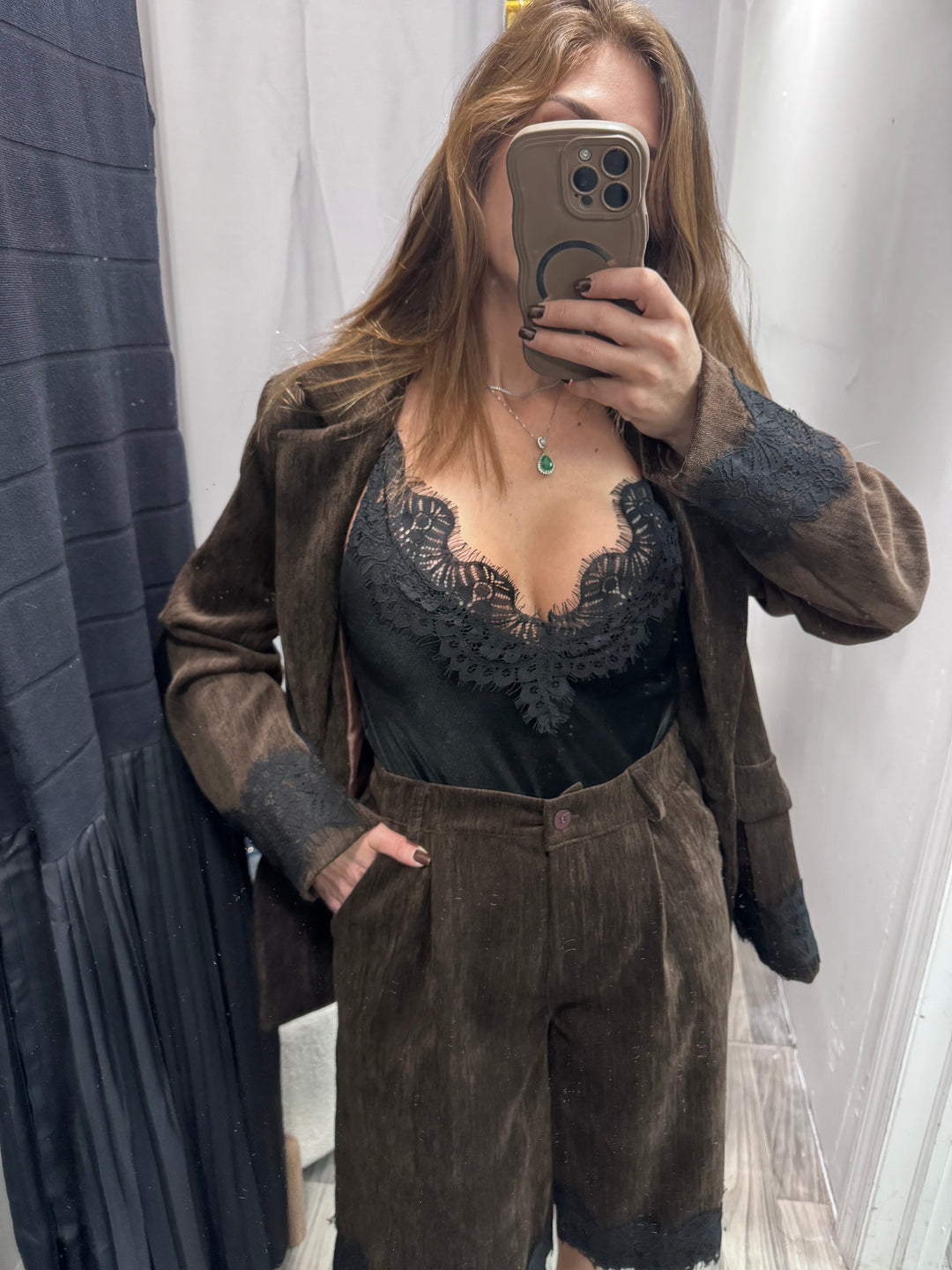 Velvet Noir Bermuda Set