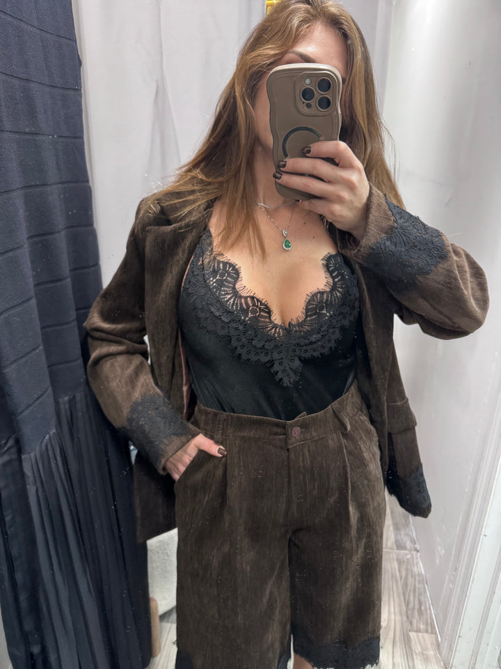 Velvet Noir Bermuda Set