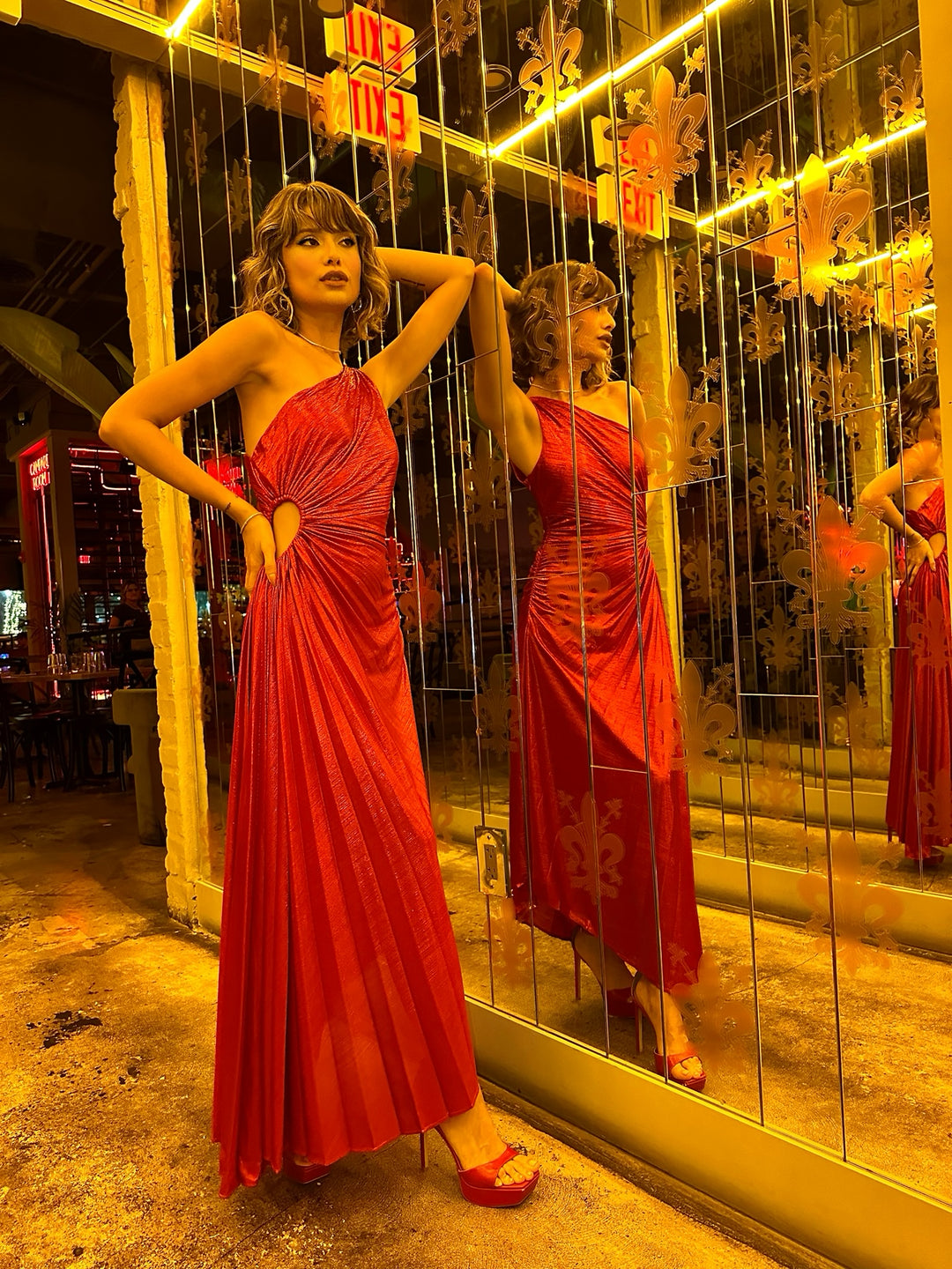 red monaco maxi dress Susana Monaco String Gather Maxi Dress in Perfect Red