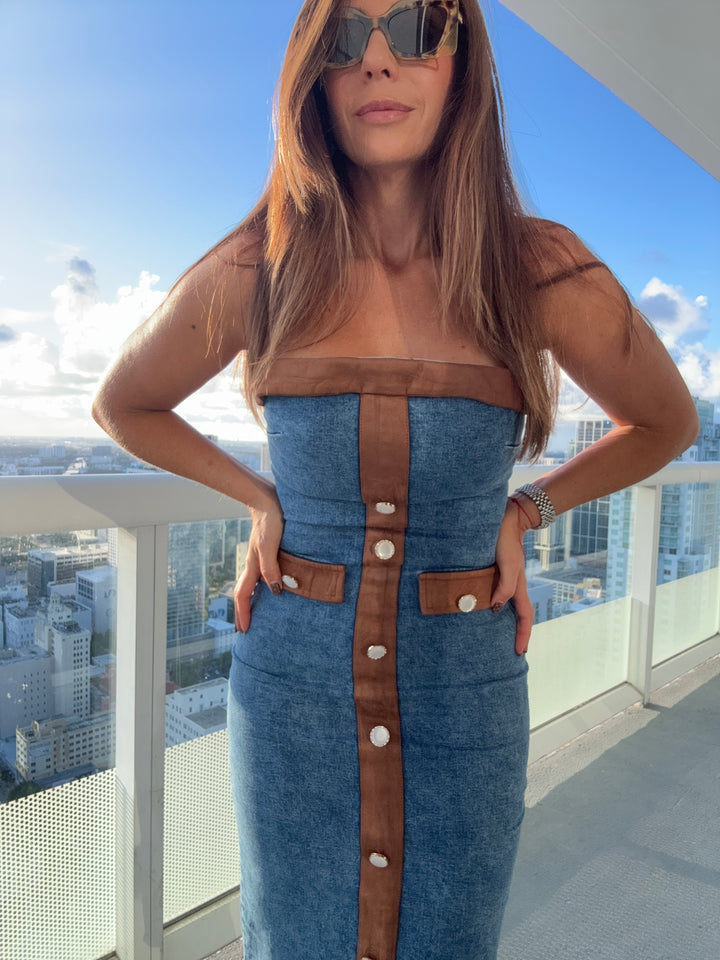 Denim Strapless Dress