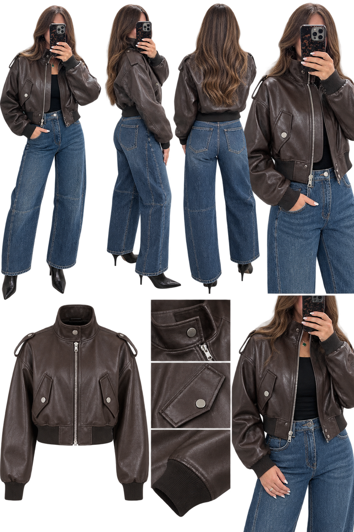 Bold Luxe Leather Bomber Jacket