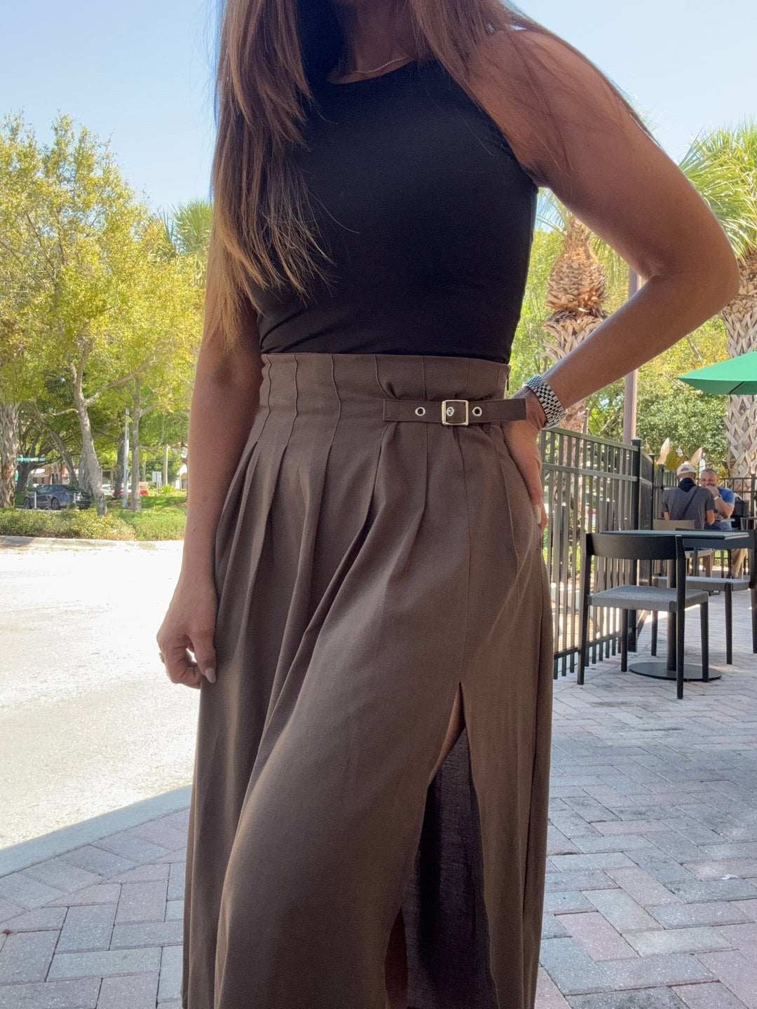Plated Midi Skirt  