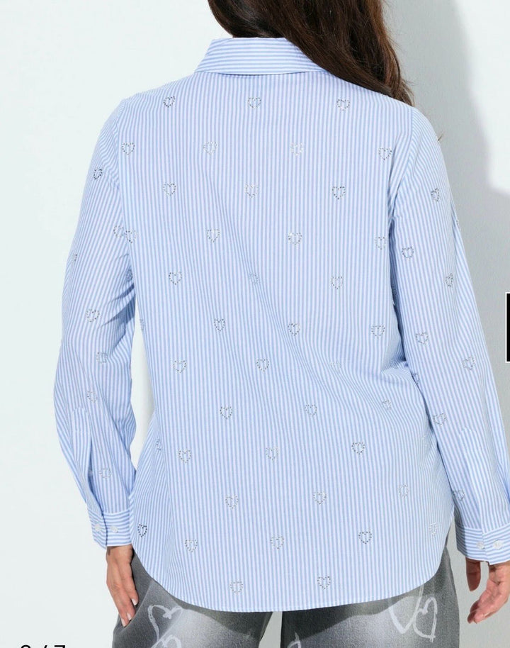 Crystal Heart Pinstripe blouse