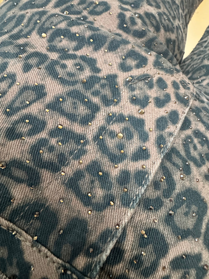 Leopard Crystal Denim pants