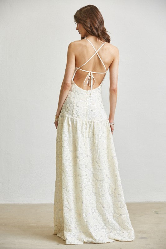 Ivory Bloom Lace Maxi Dress