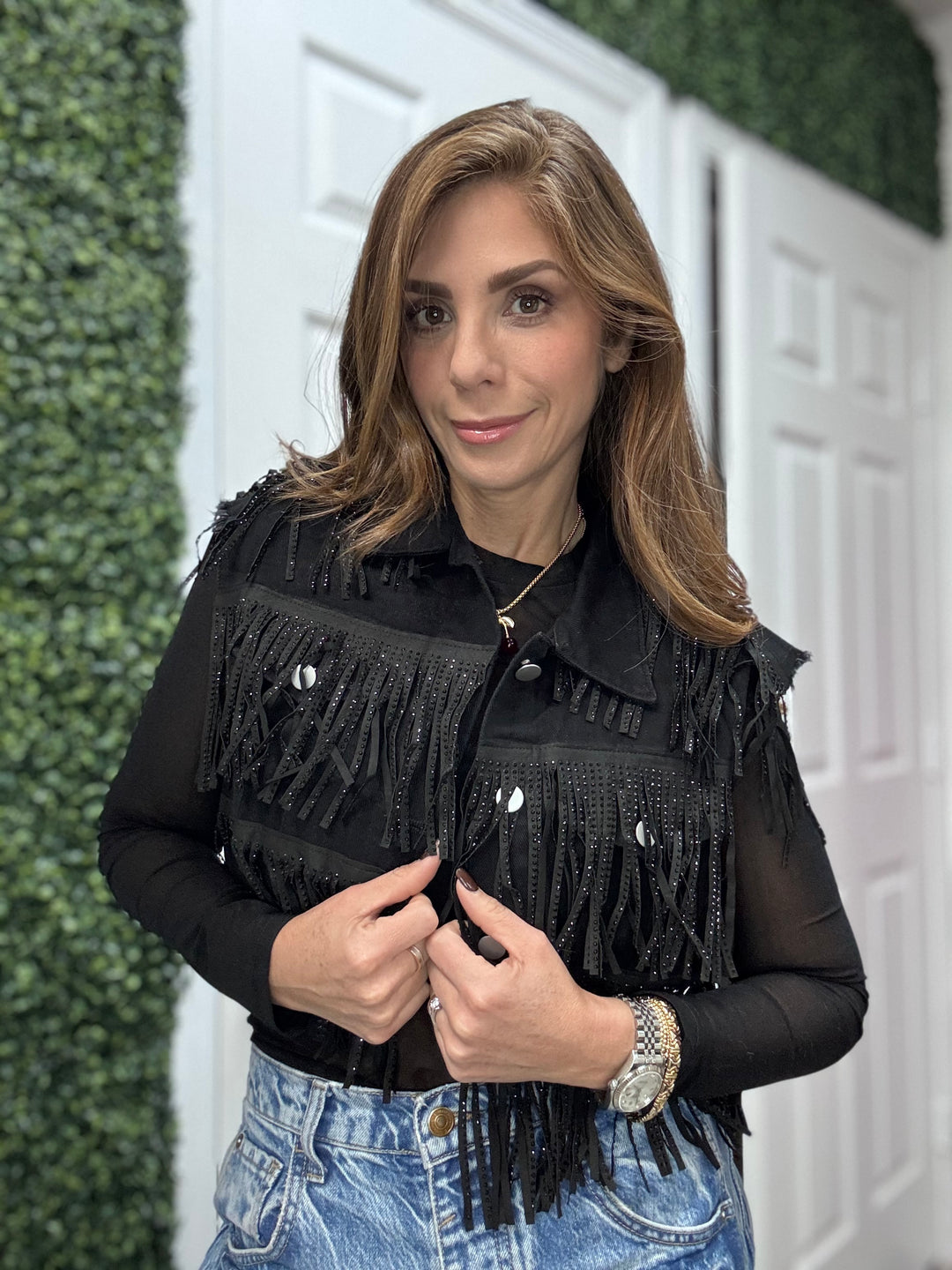 Crystals Fringes Vest