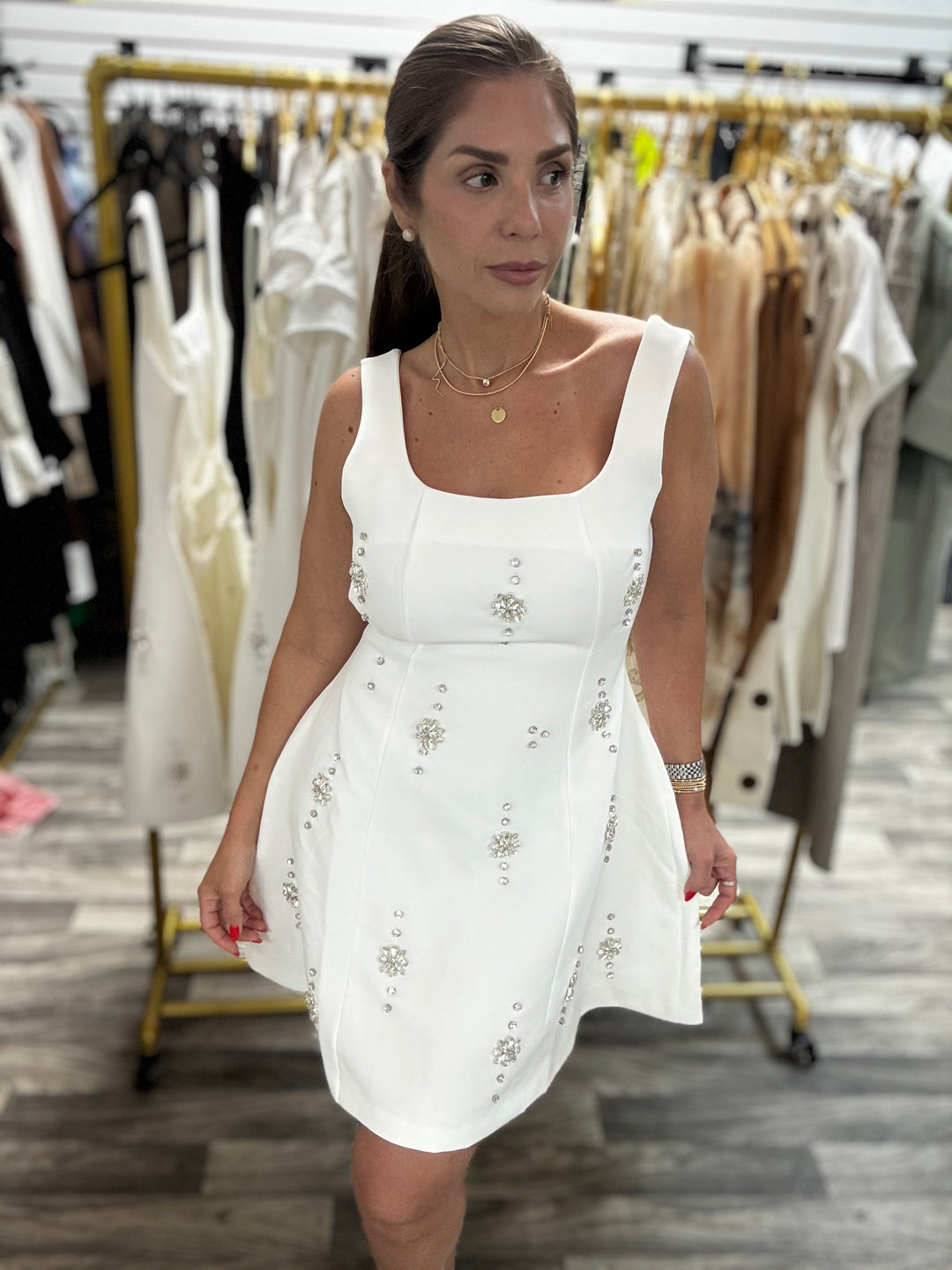 White Crystal Bow Dress