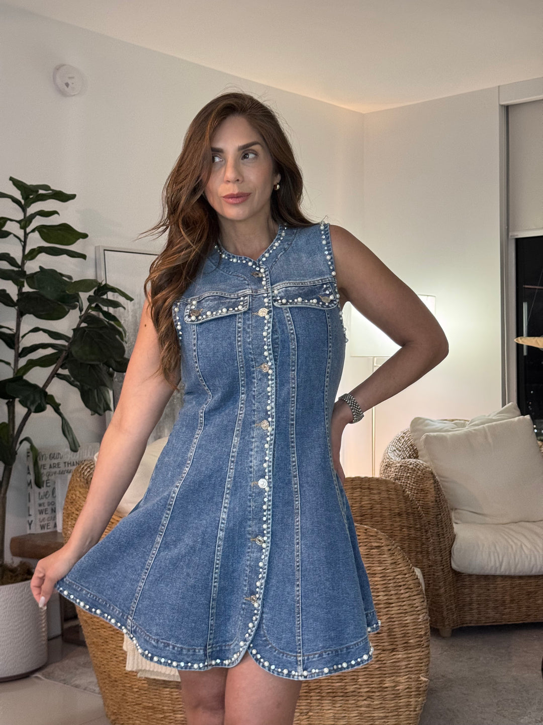Denim Crystal Dress