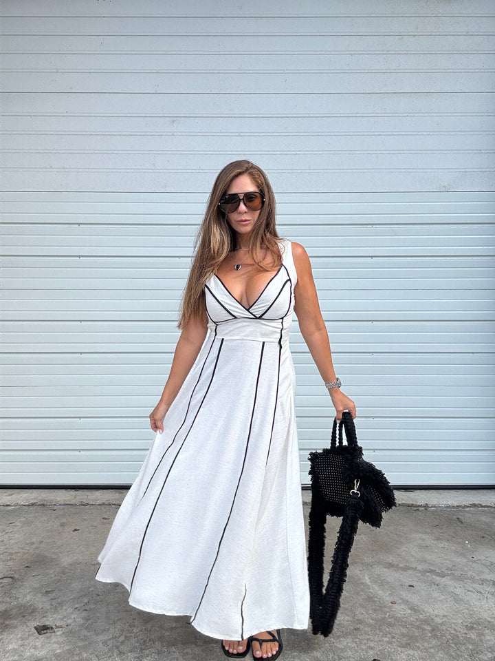 Mocha Lines Maxi Dress