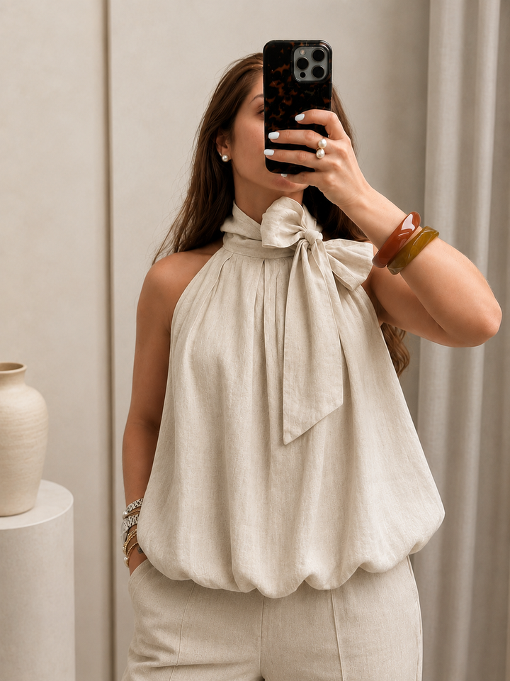 Solene Linen Balloon Top