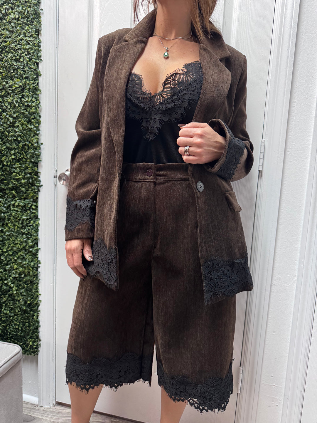 Velvet Noir Bermuda Set