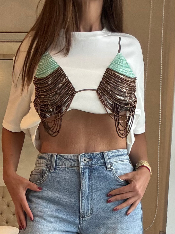 Beaded Bralette Tee