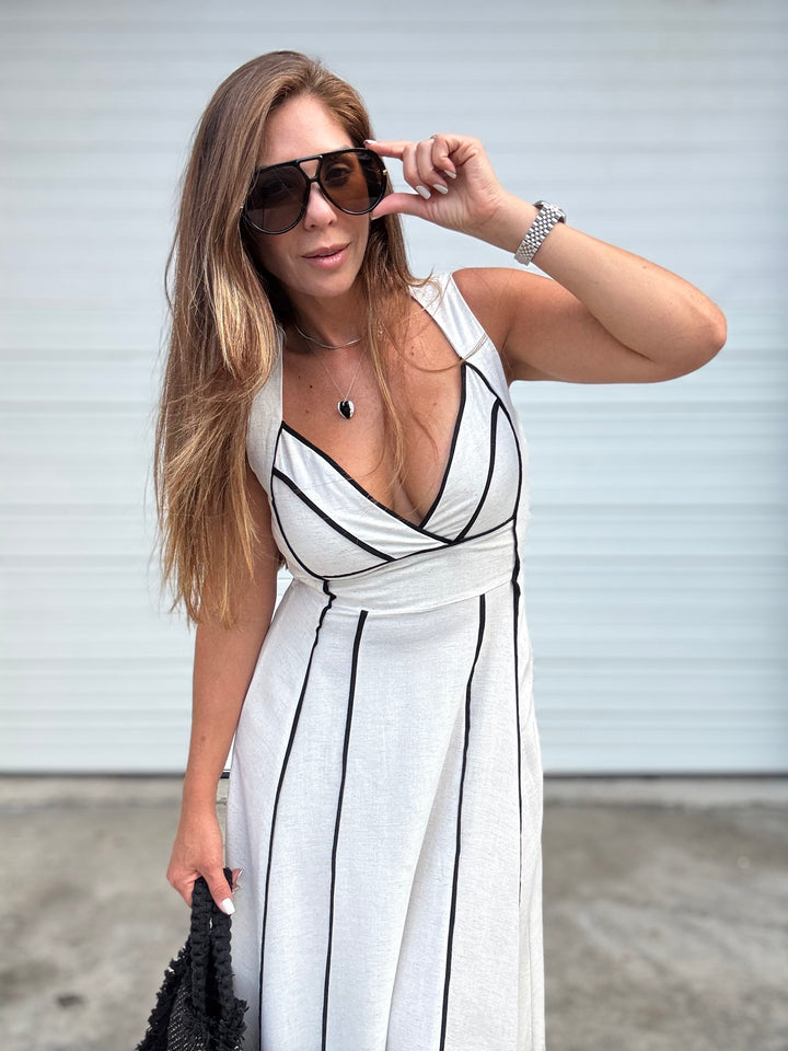 Mocha Lines Maxi Dress