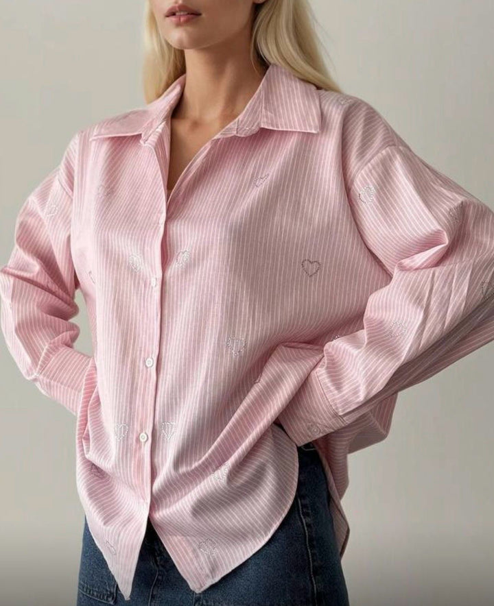 Crystal Heart Pinstripe blouse