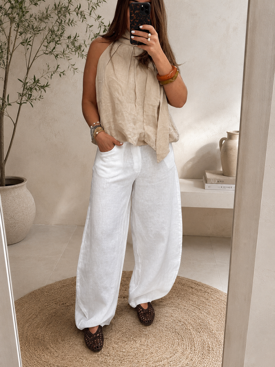 Luna Barrel Linen Pants