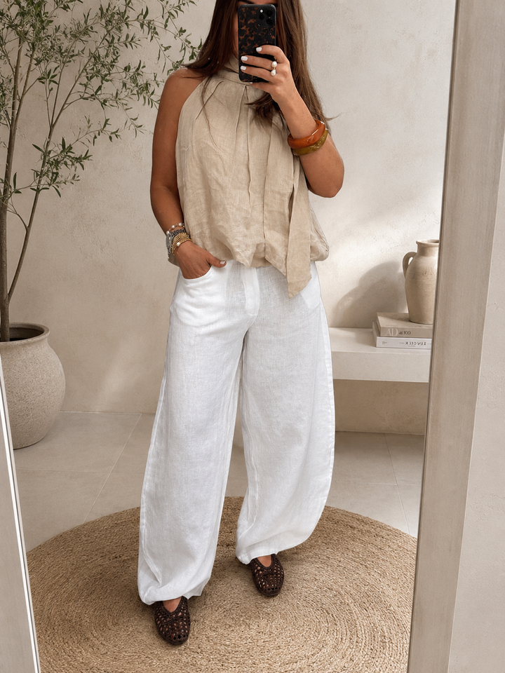 Luna Barrel Linen Pants