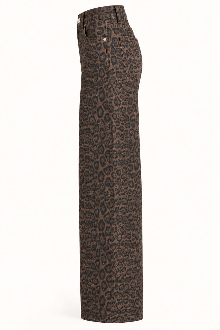 Leopard Crystal Denim pants