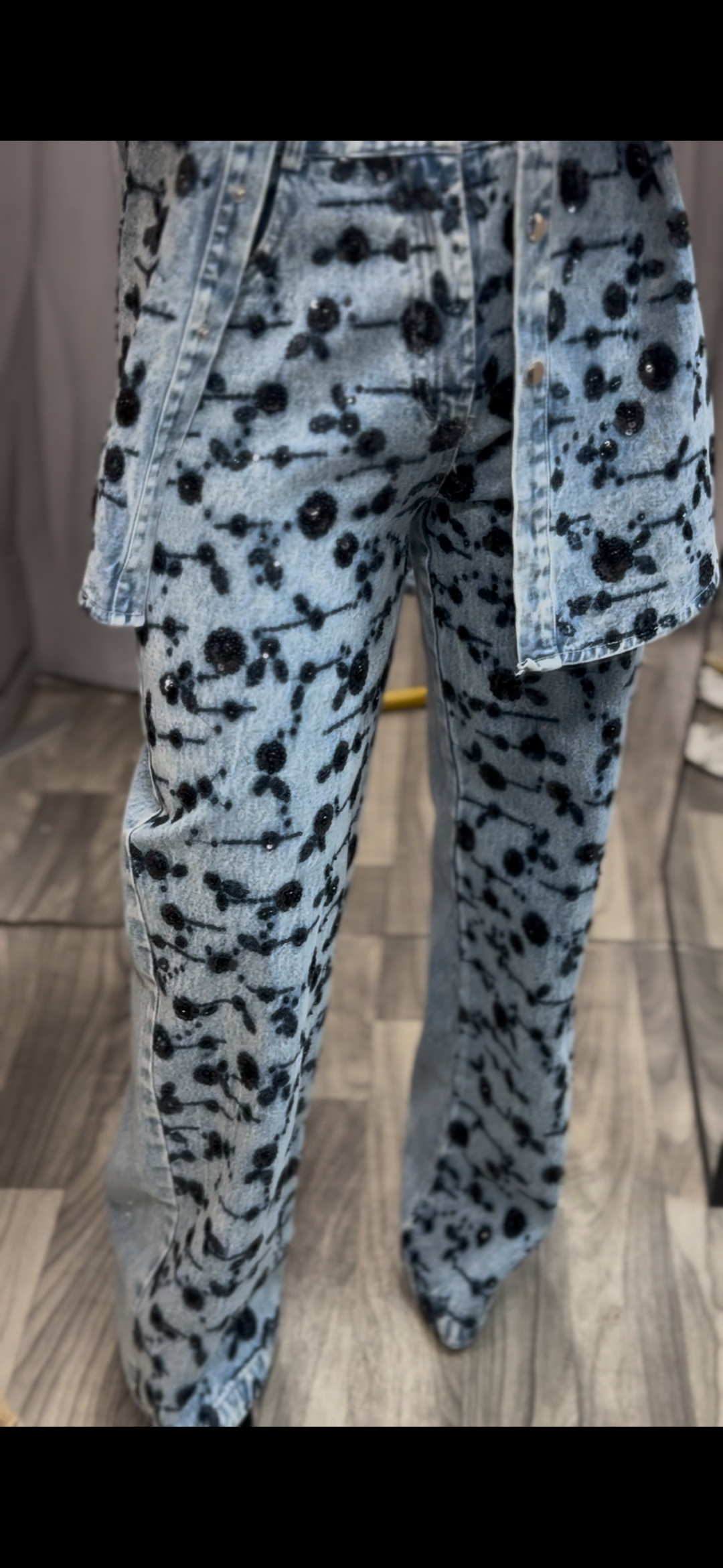 Dark Floral Denim set