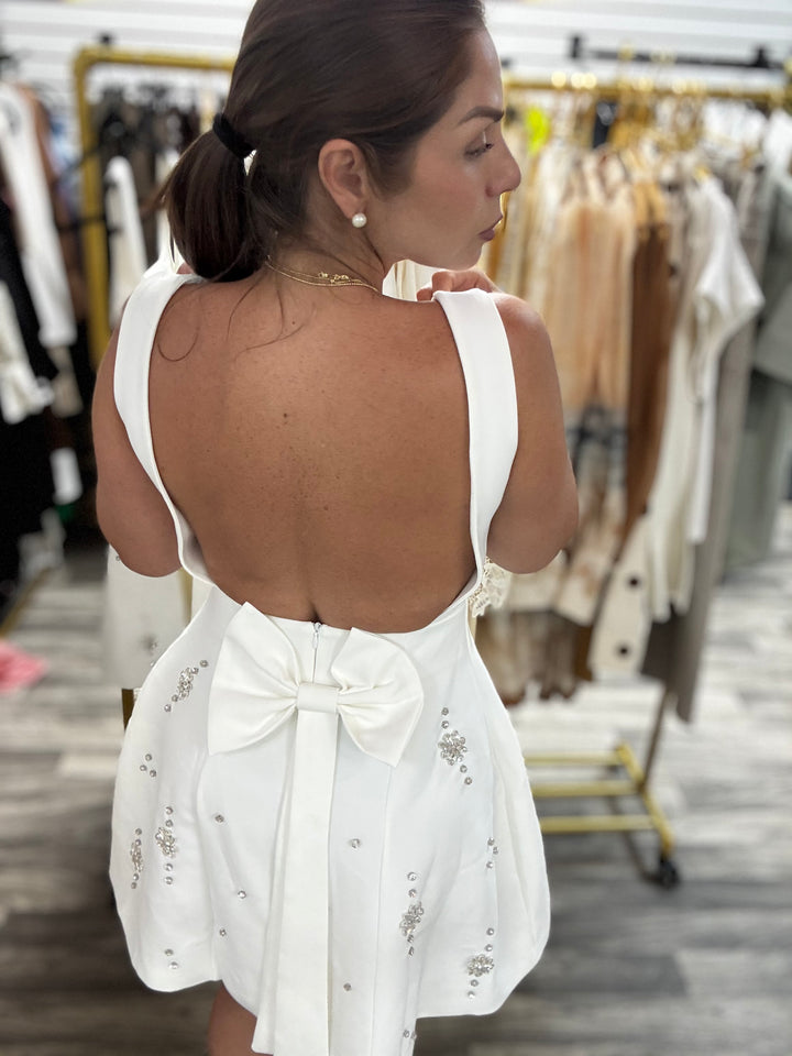 White Crystal Bow Dress