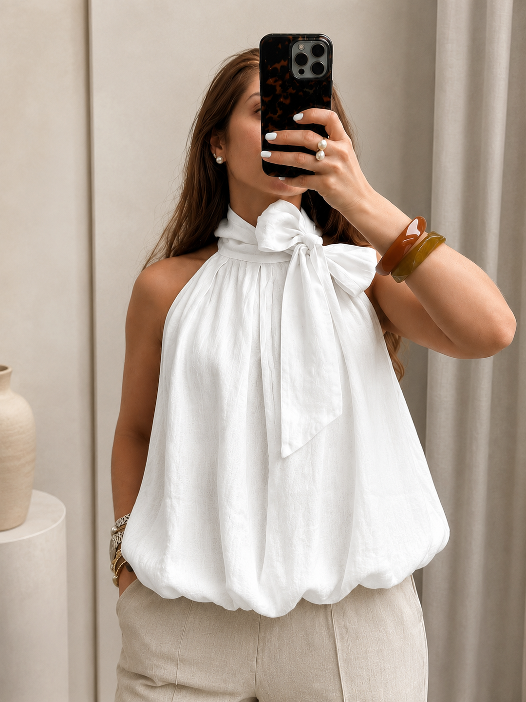 Solene Linen Balloon Top