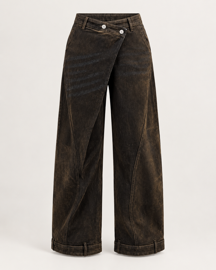 Cross Over Wide Leg Denim