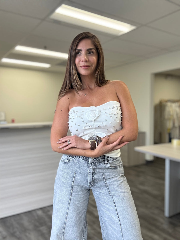 Flower Strapless Top