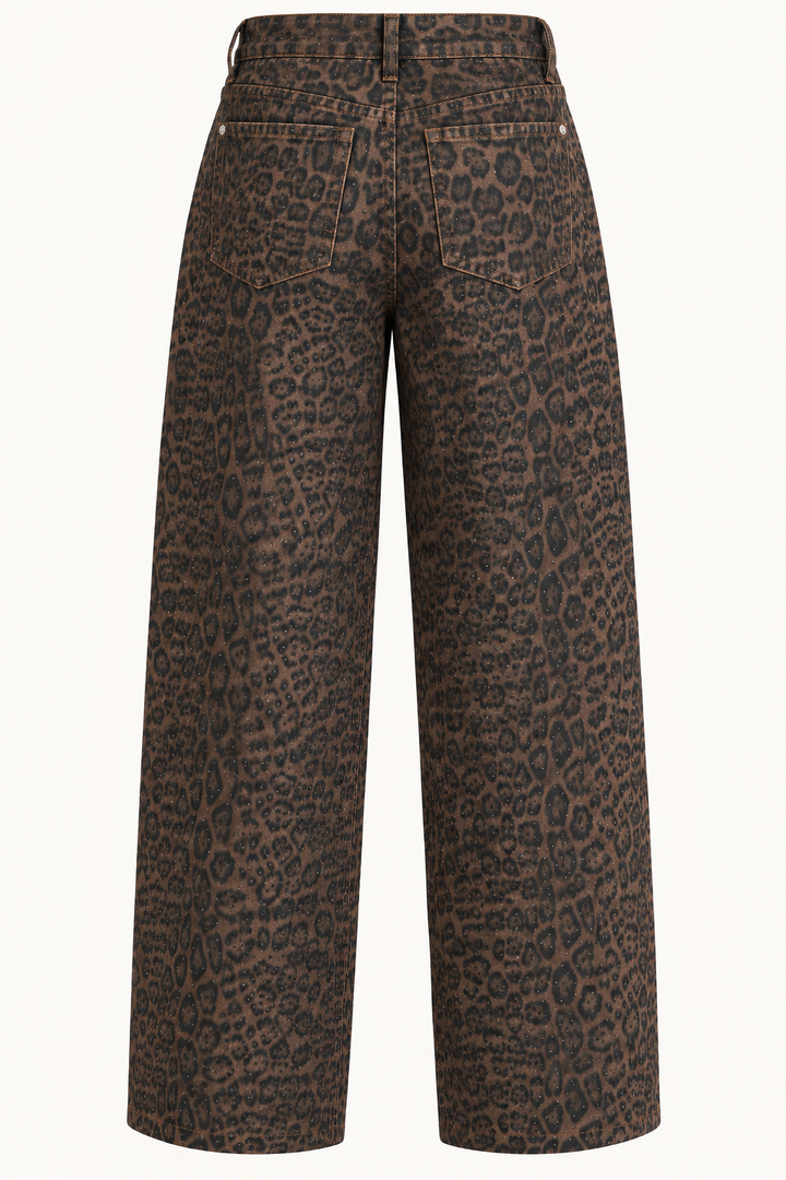 Leopard Crystal Denim pants