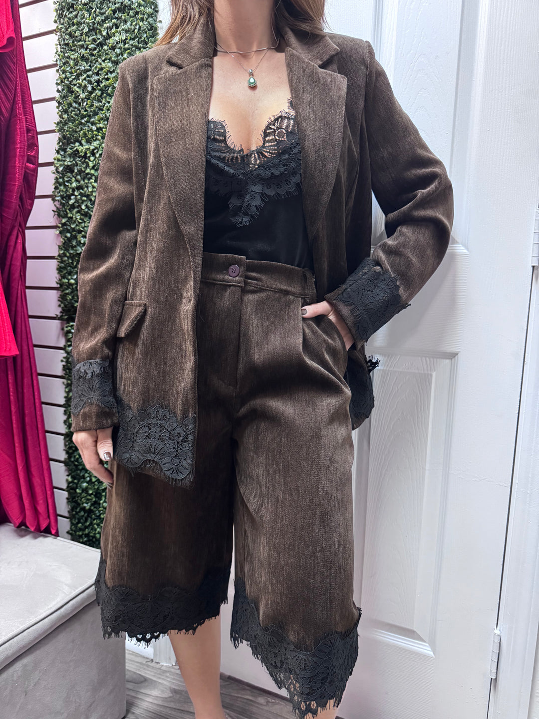 Velvet Noir Bermuda Set