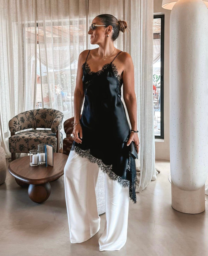 Lace Slip Blouse Dress