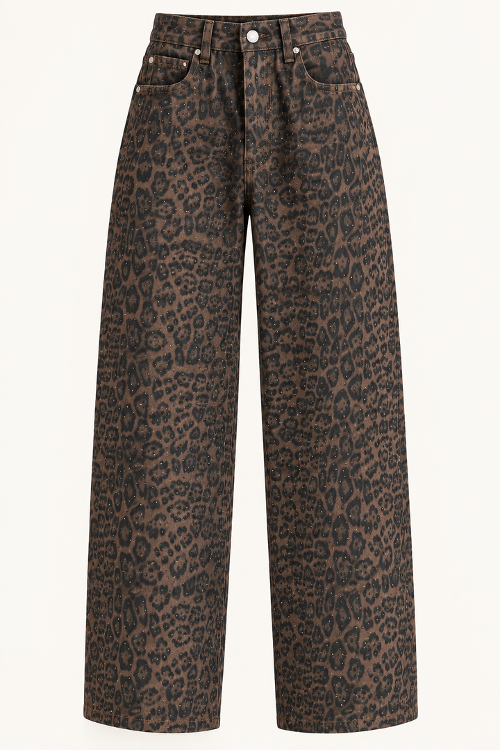 Leopard Crystal Denim pants