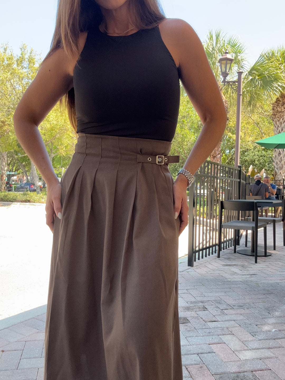Plated Midi Skirt  