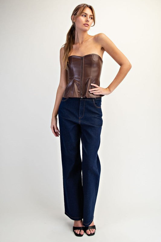 Peplum Leather top