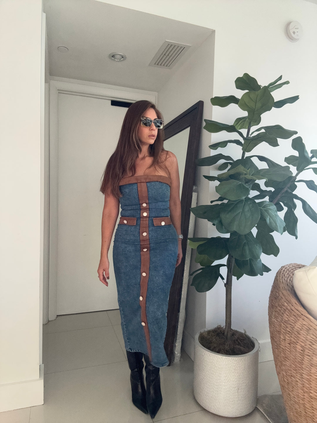 Denim Strapless Dress