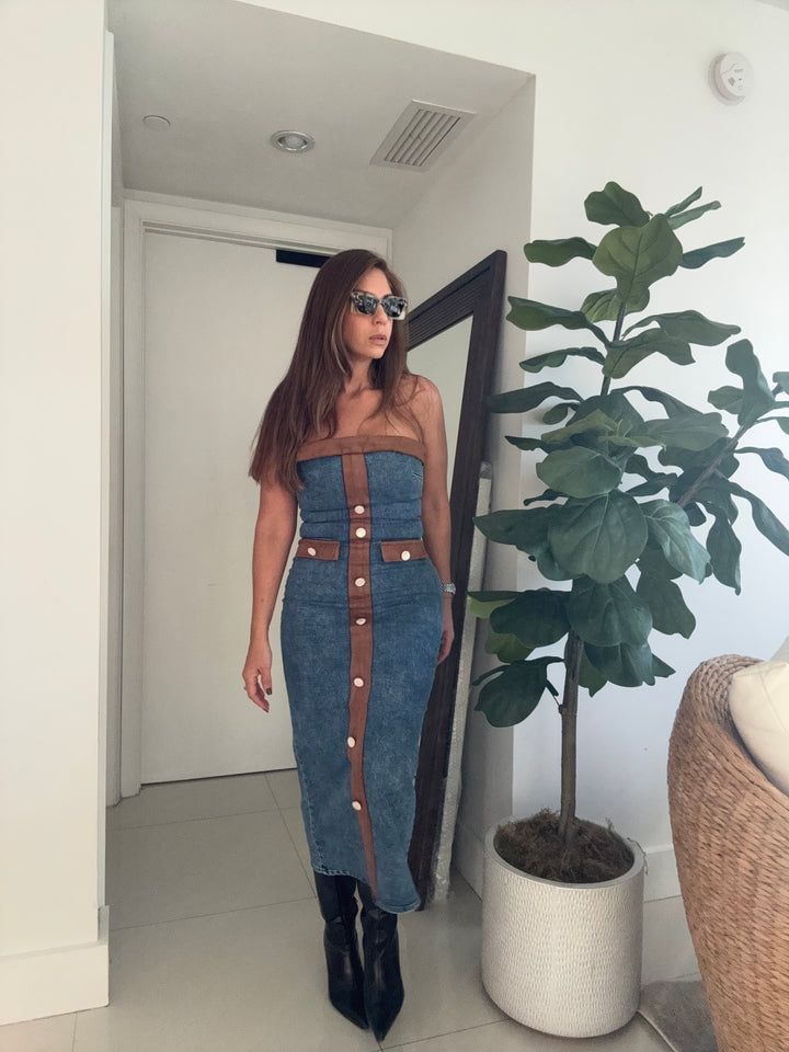 Denim Strapless Dress