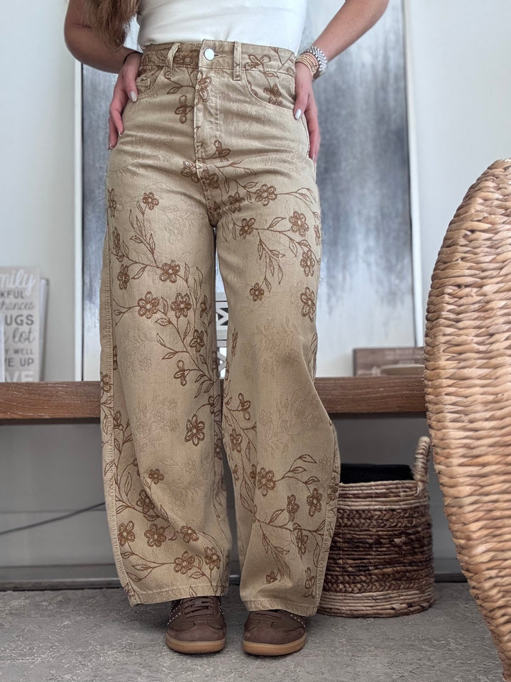 Vintage Floral Barrel Jeans