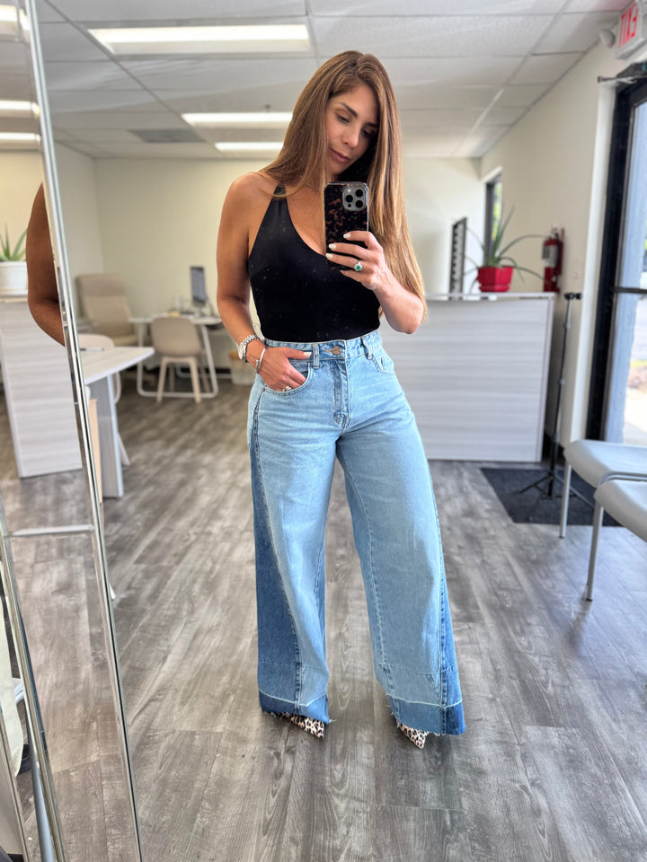 Denim Duo Flare Wide Leg