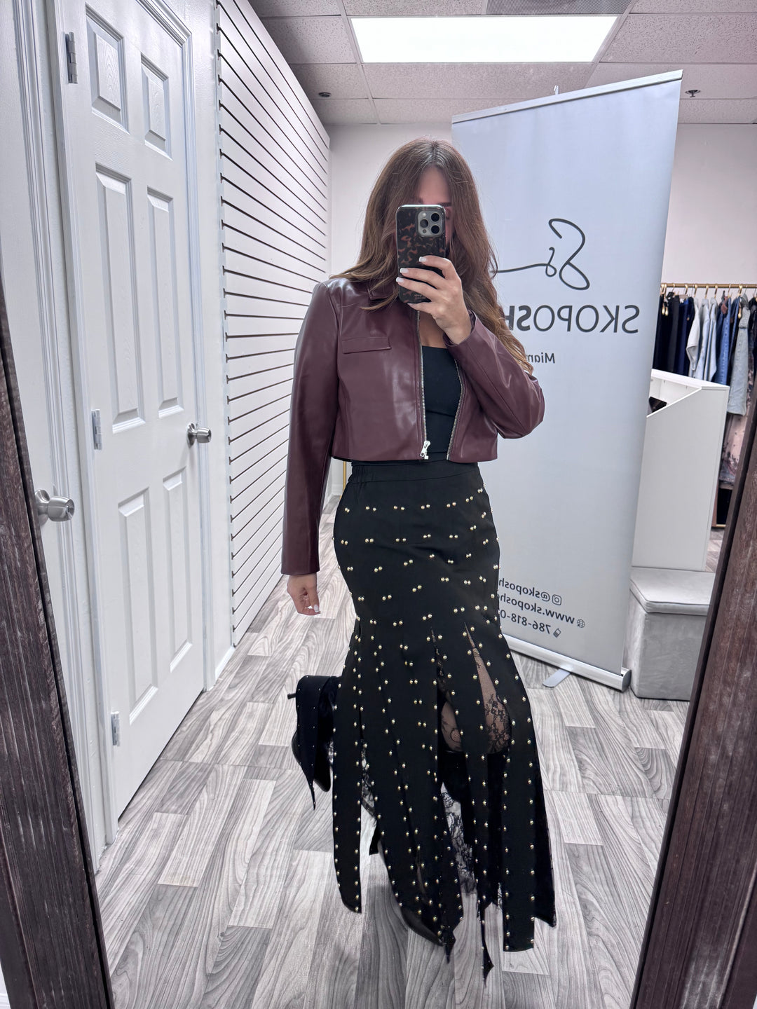 Midnight Studded Flow Skirt