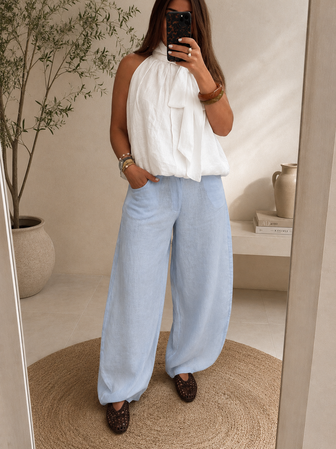 Luna Barrel Linen Pants