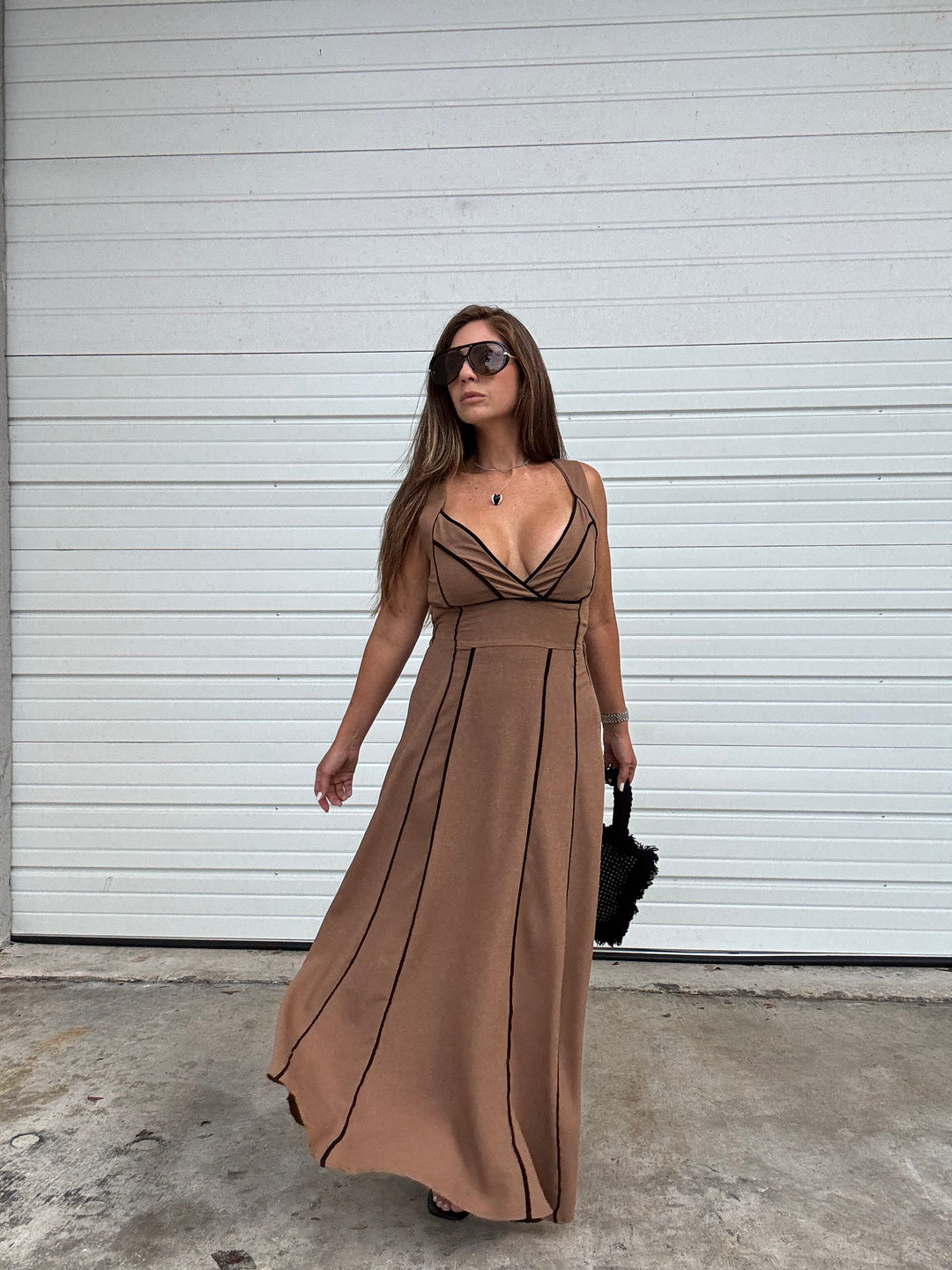 Mocha Lines Maxi Dress
