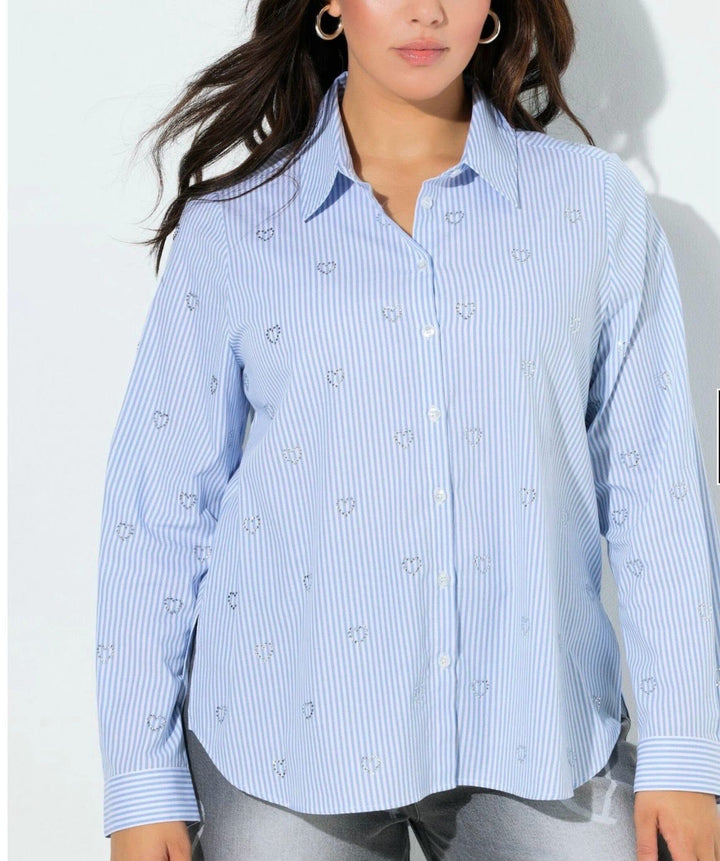 Crystal Heart Pinstripe blouse