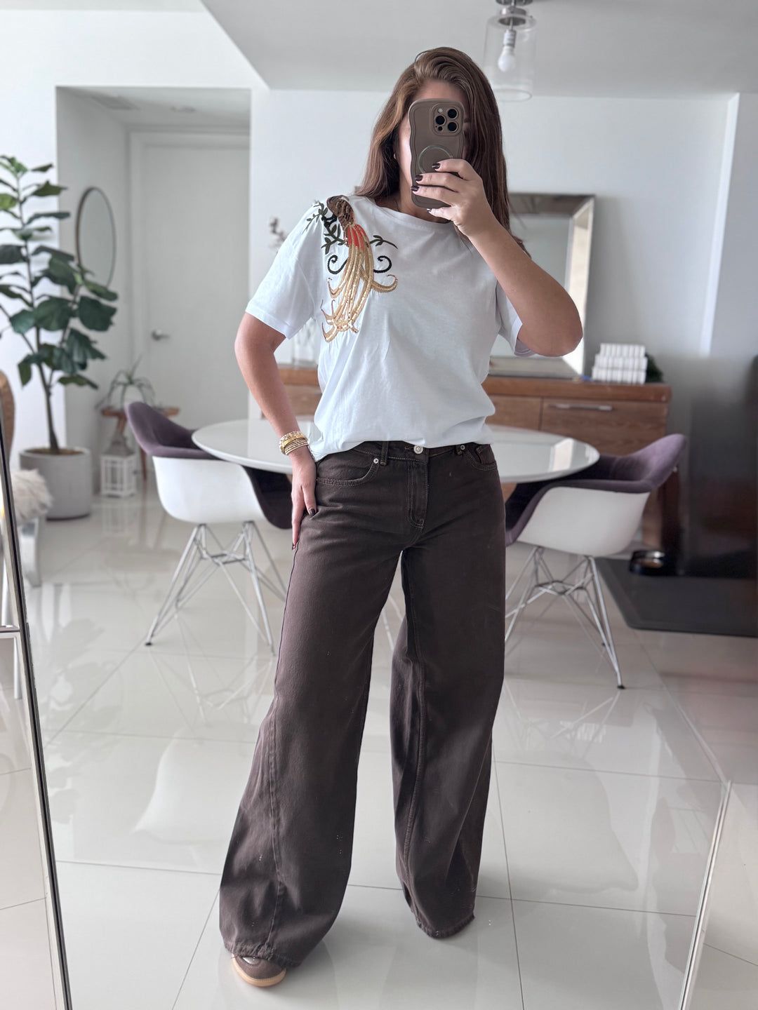 Mocha Wide-Leg Denim