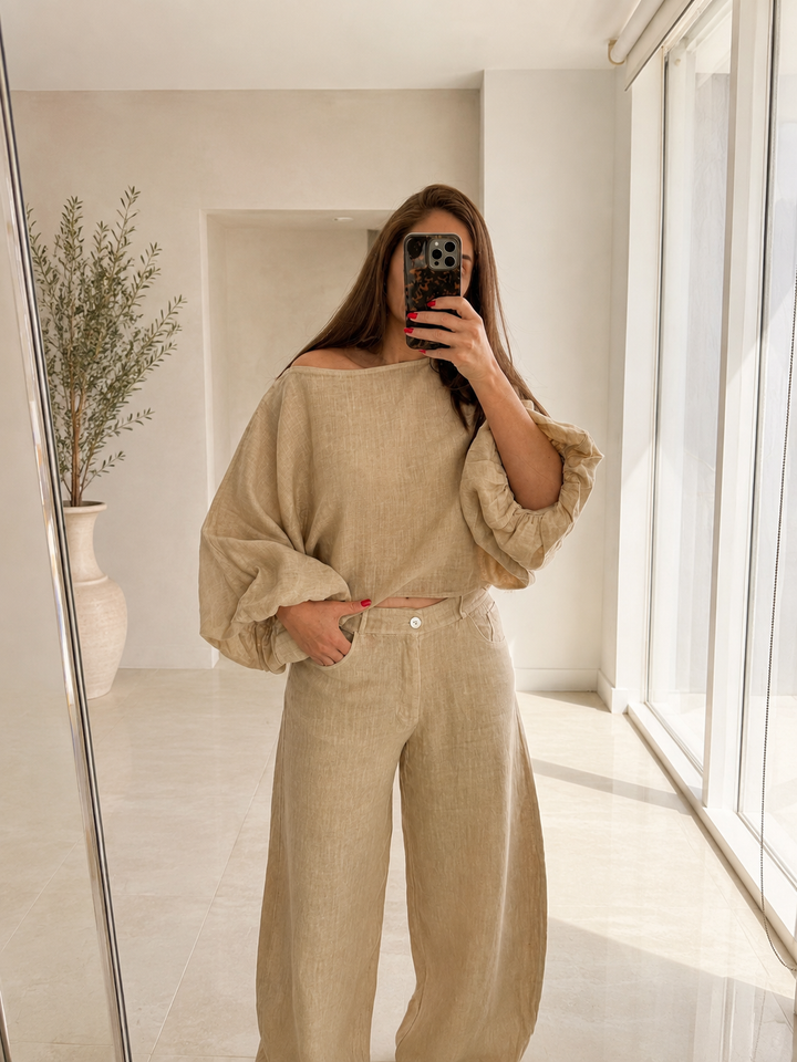 Luna Barrel Linen Pants